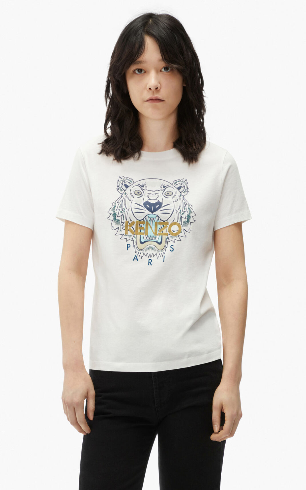 Kenzo 虎 Tシャツ レディース 白 - CQJBLP647